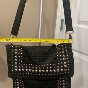 Black satchel with studs